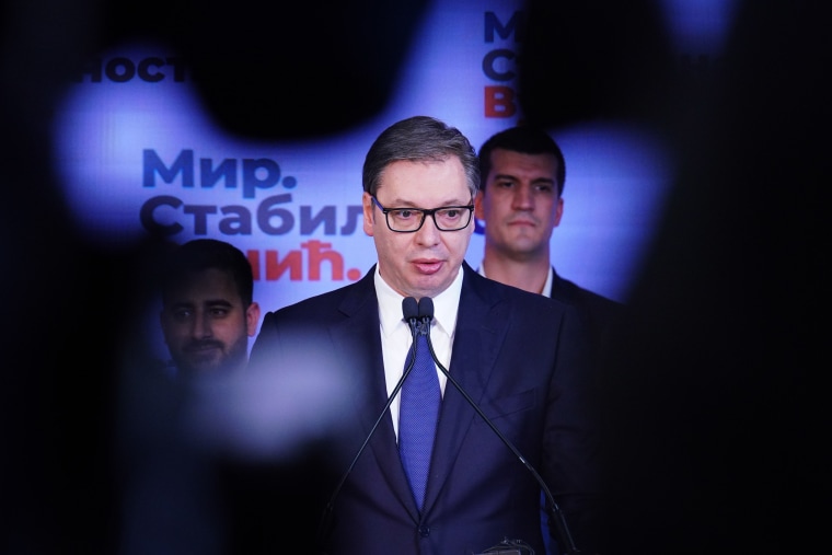 Serbia President Vucic at Election After Event