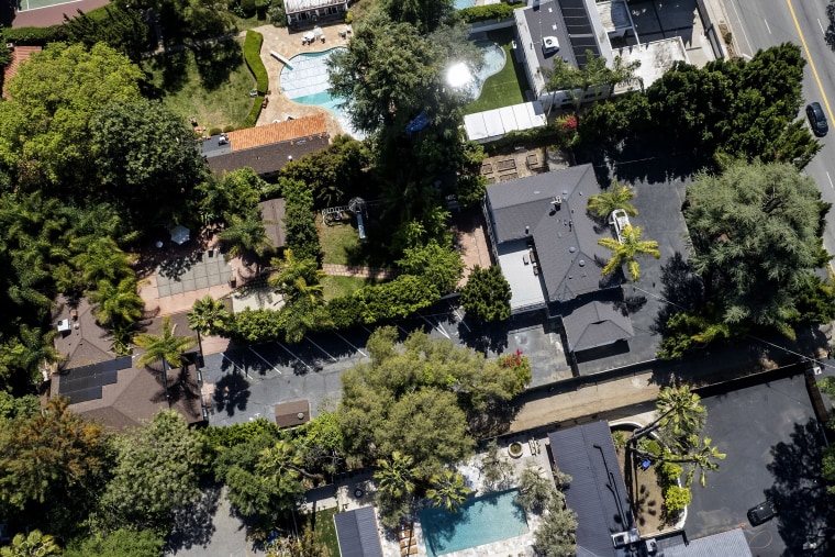 Image: An aerial view of the property in Studio City, Calif., April 5, 2022.