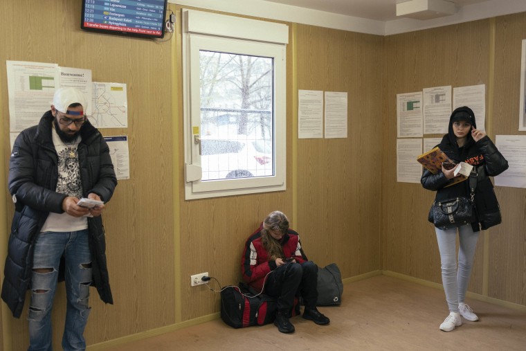 People line up to purchase tickets at Nyugati station on Friday. 