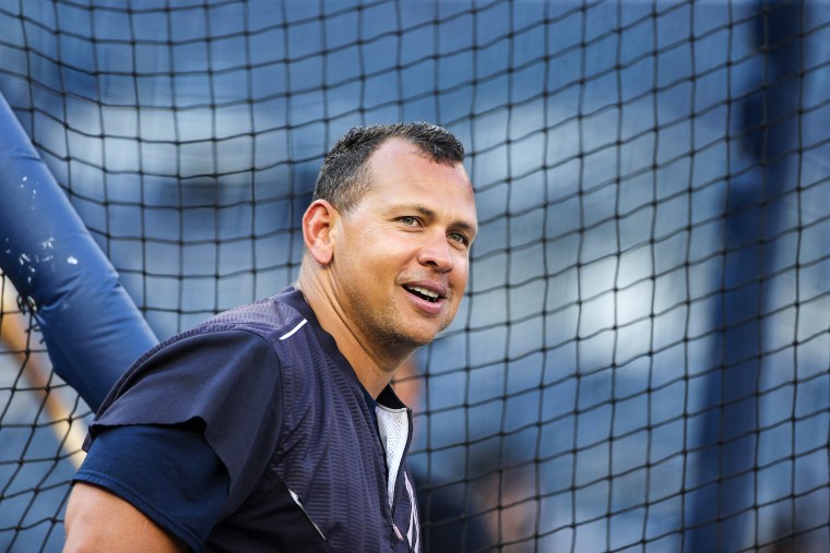 Alex Rodriguez of the New York Yankees attends batting practice before the game against the Boston Red Sox at Yankee Stadium on July 17, 2016, in New York.