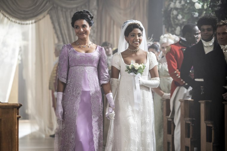 Shelley Conn as Mary Sharma, Charithra Chandran as Edwina Sharma in "Bridgerton."