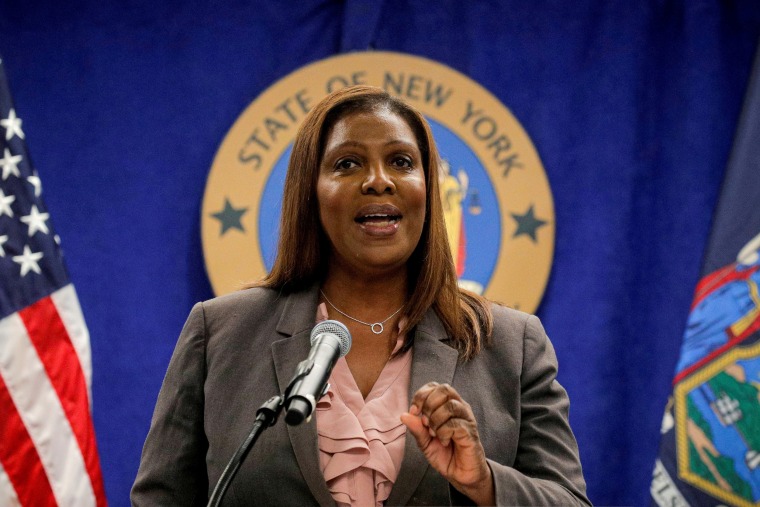Image: FILE PHOTO: New York State Attorney General Letitia James speaks during a news conference, to announce criminal justice reform in New York