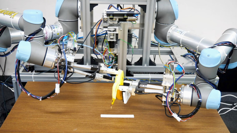 Image: Dual-armed robot picks up banana and peels it without squashing the fruit in Tokyo