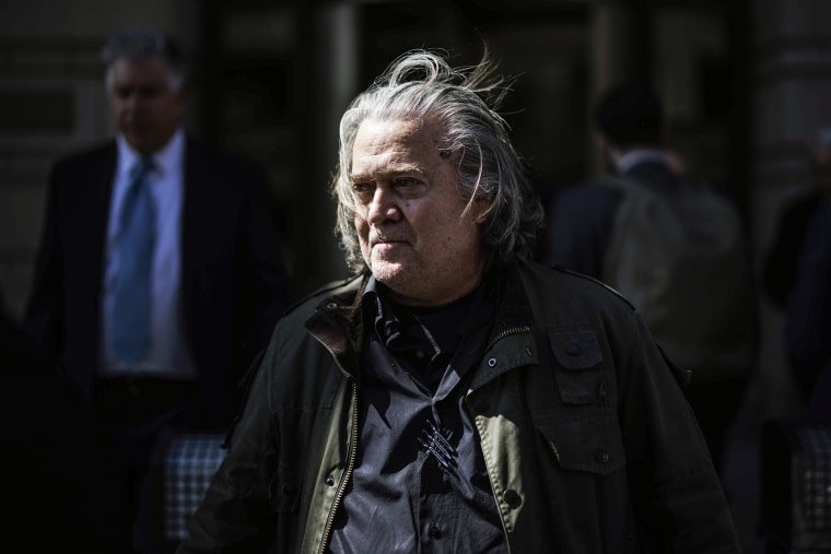 Steve Bannon, former adviser to Donald Trump, departs from federal court in Washington, D.C., on March 16, 2022.