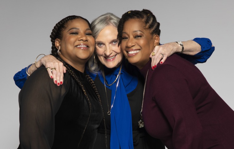 Sisters Jeanine Heriveaux and Lisane Basquiat, along with their stepmother Nora Fitzpatrick.