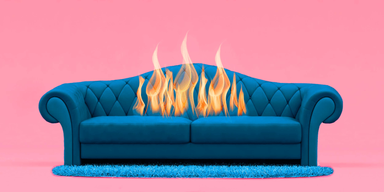 Photo Illustration: A therapist's couch on fire
