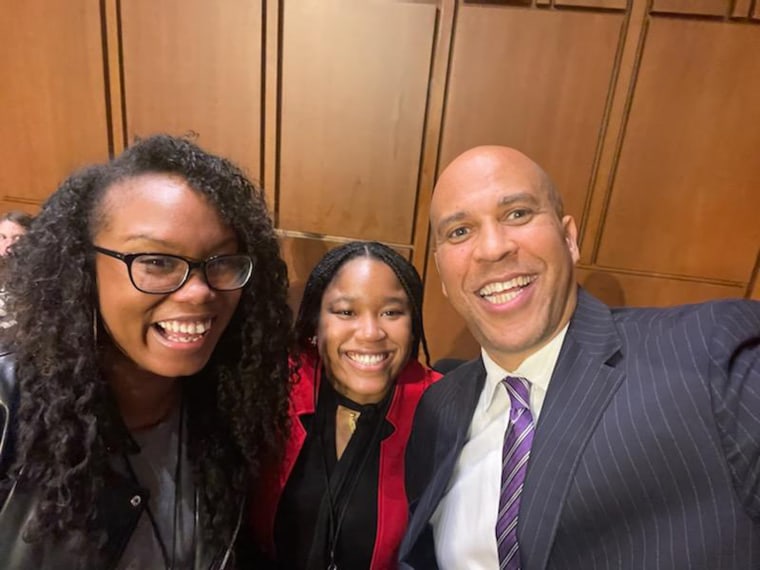 Jessica Fullilove, Simone Yhap and Sen. Cory Booker