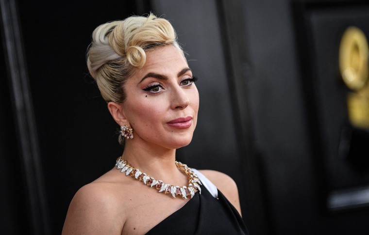 Image: Lady Gaga arrives for the 64th Annual Grammy Awards in Las Vegas on April 3, 2022.