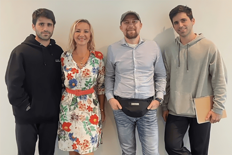 Matthew Vega-Sanz, co-founder of Lula; Kristina Alexandra Kovalyuk, founder of Trident Advisory; Alex Kholodenko, founder of CodeIT; and Michael Vega-Sanz, co-founder of Lula at Lula's offices in Miami.