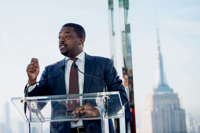 New York Lt. Governor Brian Benjamin speaks at the opening ceremony and ribbon cutting for Summit One Vanderbilt on October 21, 2021 in New York City.
