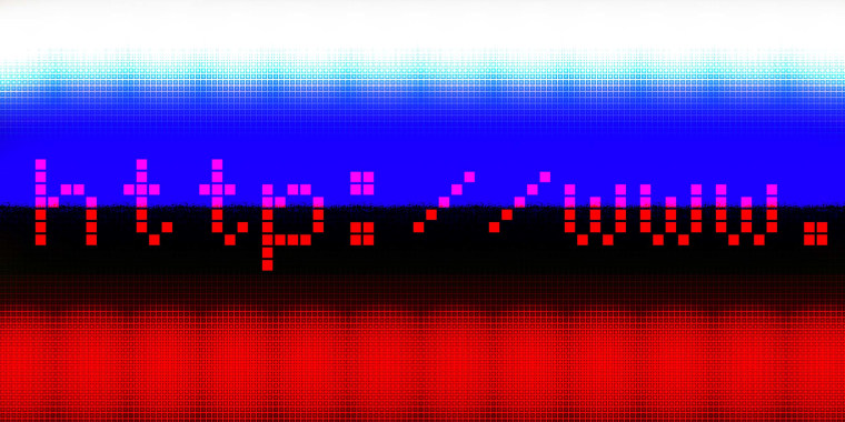 Photo Illustration: A URL against the colors of the Russian flag
