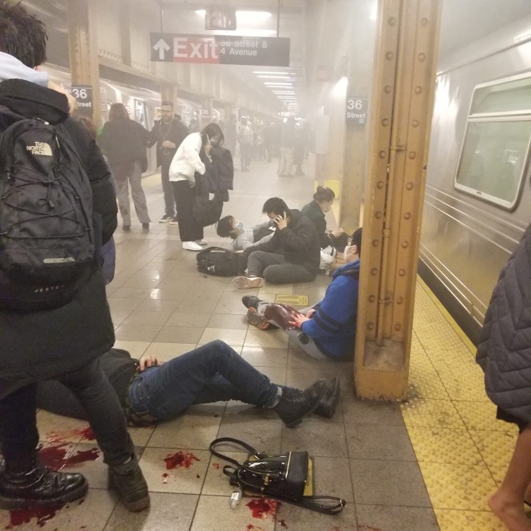 Aftermath from shooting at subway station on 36th Street and Fourth Avenue in Brooklyn, N.Y.