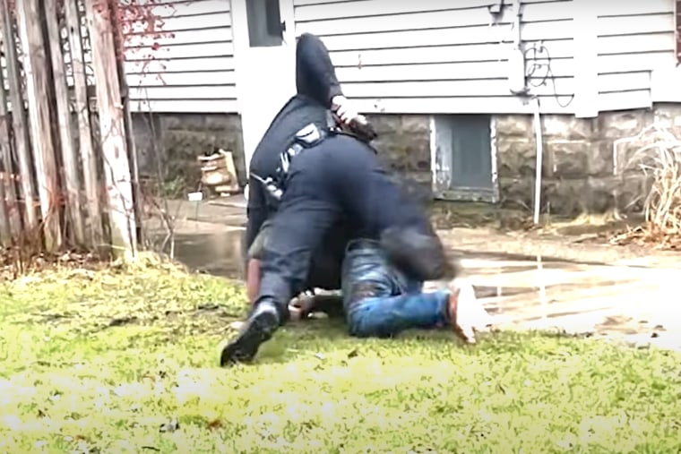 Mobile phone video, taken by a passenger in Patrick Lyoya's car, shows the police officer above Lyoya's head moments before the deadly shooting on April 4, 2022.