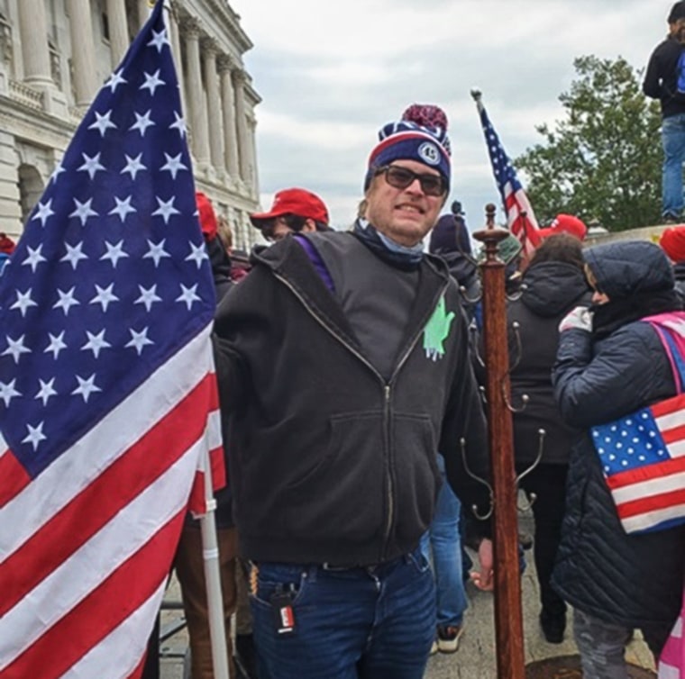 A photo purportedly of Dustin Thompson at the US Capitol on January 6, 2021.