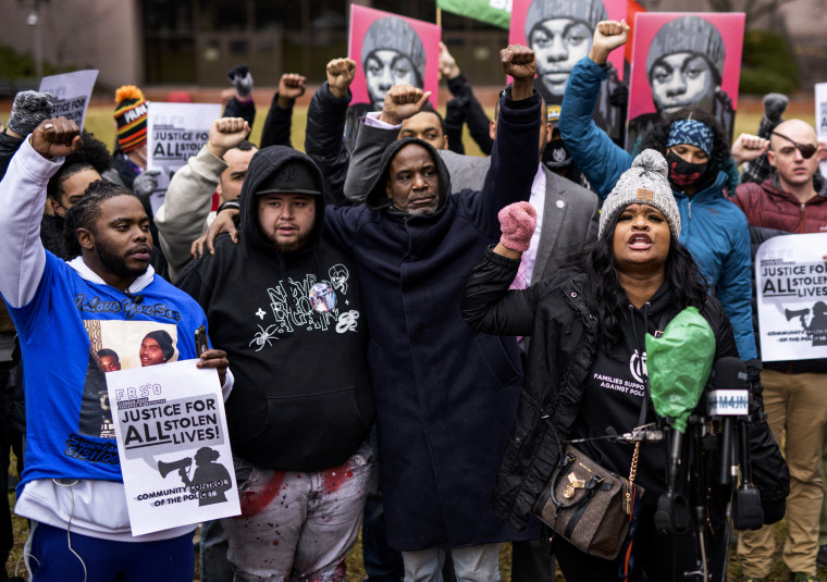 People gather outside the Hennepin County Government Center