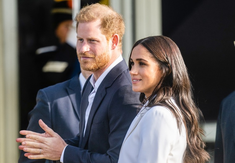 Prince Harry and Meghan attend a reception for friends and family of the Invictus Games competitors at Nations Home in Zuiderpark on April 15, 2022 in The Hague, Netherlands.