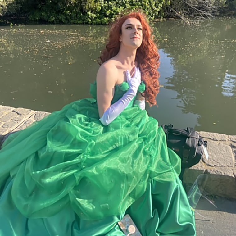 Ariel from "The Little Mermaid" inspired this gown that Matthea Nava created for her friend Tea Elani's "Bigerton" music video, which was inspired by "Bridgerton."
