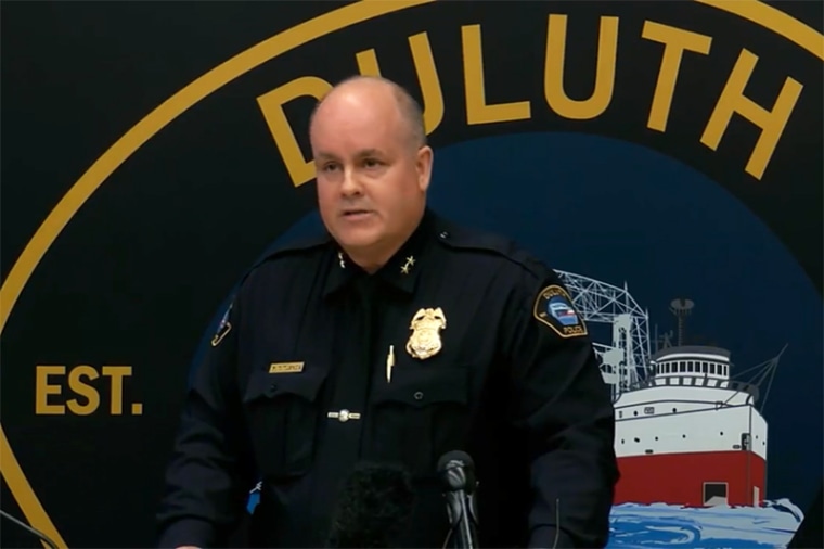Duluth Police Chief Mike Tusken speaks to the media regarding the discovery of five bodies in a home.