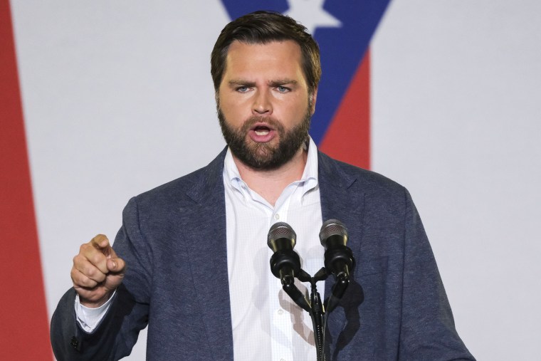 J.D. Vance, the venture capitalist and author of "Hillbilly Elegy," addresses a rally, in Middletown, Ohio, last year.