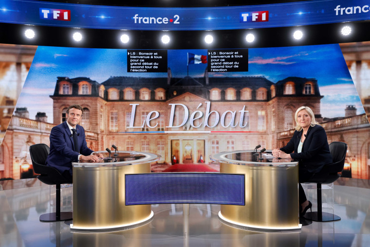 French President Emmanuel Macron and far-right contender Marine Le Pen clashed in a heated TV debate on Wednesday. 