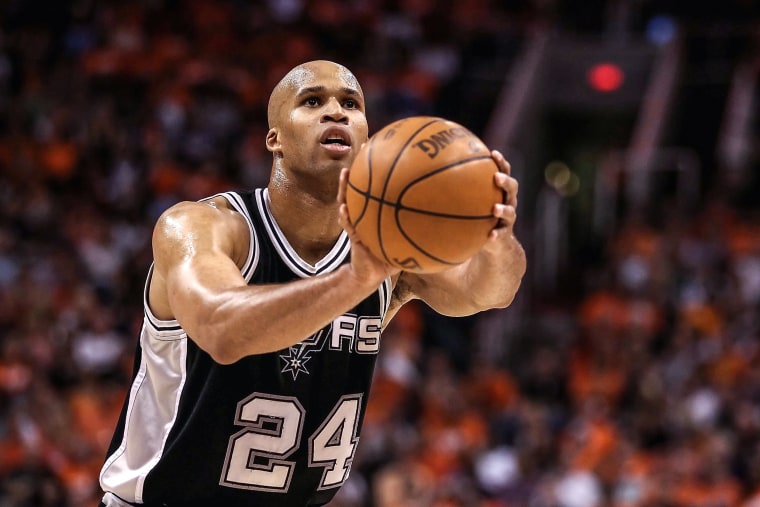 Richard Jefferson of the San Antonio Spurs scores a free throw against the Phoenix Suns on May 3, 2010 in Phoenix.