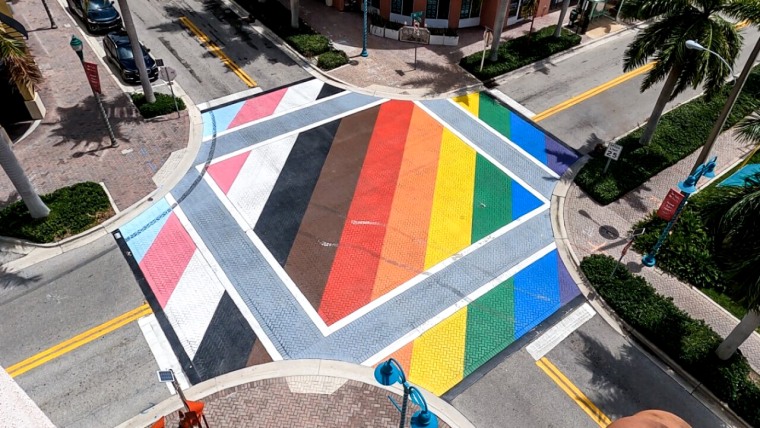 15-foot tire marks across a newly-unveiled Pride flag intersection in Delray Beach