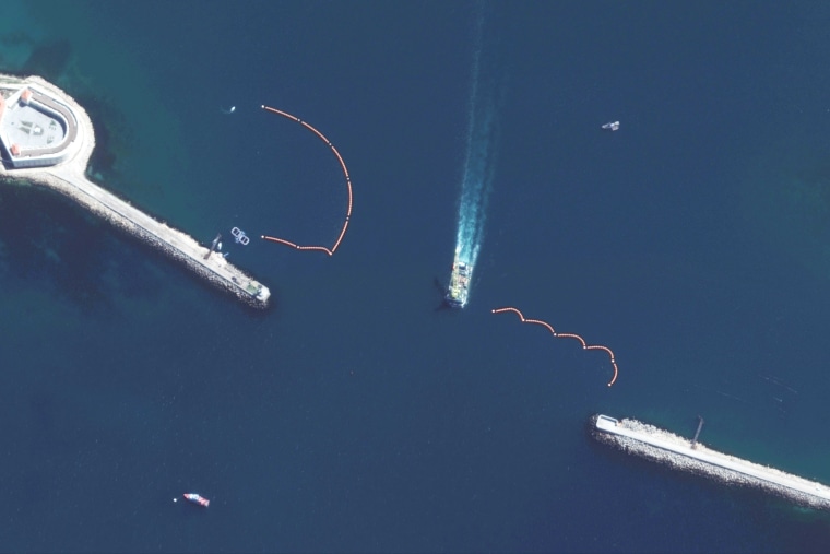 Satellite images appear to show dolphin pens at Sevastopol Bay in Crimea. 