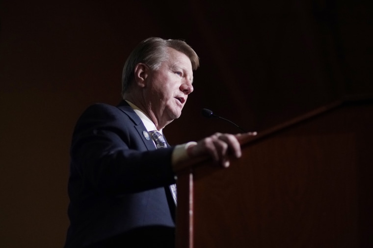 Jim Marchant speaks at a Republican Election Night watch party in Las Vegas on Nov. 3, 2020.