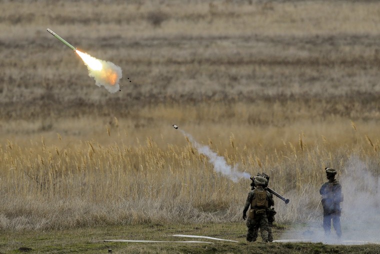 U.S. Marines launch a Stinger missile at the Capu Midia Surface to Air Firing Range in Romania in 2017.