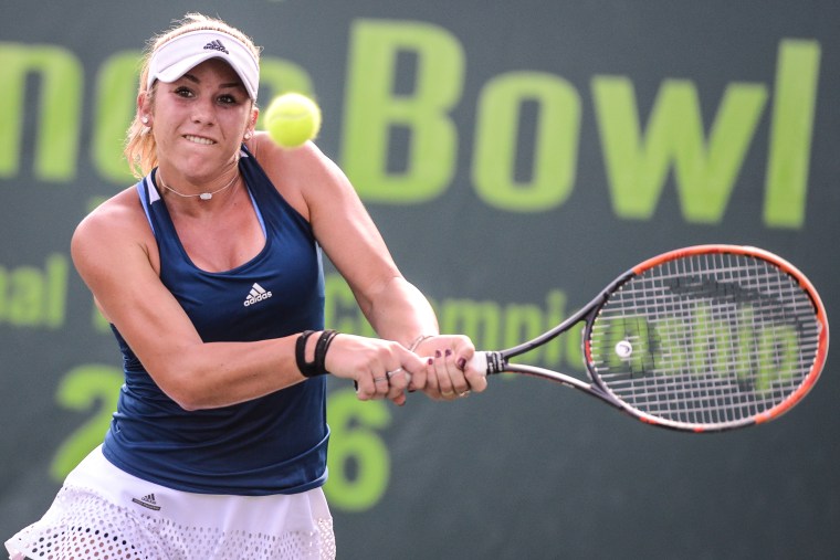 Victoria Emma during her first round match in the Metropolia Orange Bowl International Tennis Championship in Plantation, Fla., on Dec. 6, 2016.