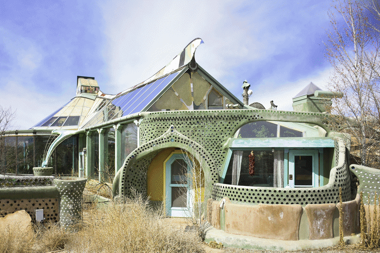 The Phoenix Earthship is touted as one of the most exotic ever built. Completely off the grid, it blends bold colors with a lush indoor garden.