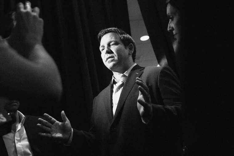 Image: Ron DeSantis speaks to reporters on Oct. 6, 2018 in West Palm Beach, Fla.