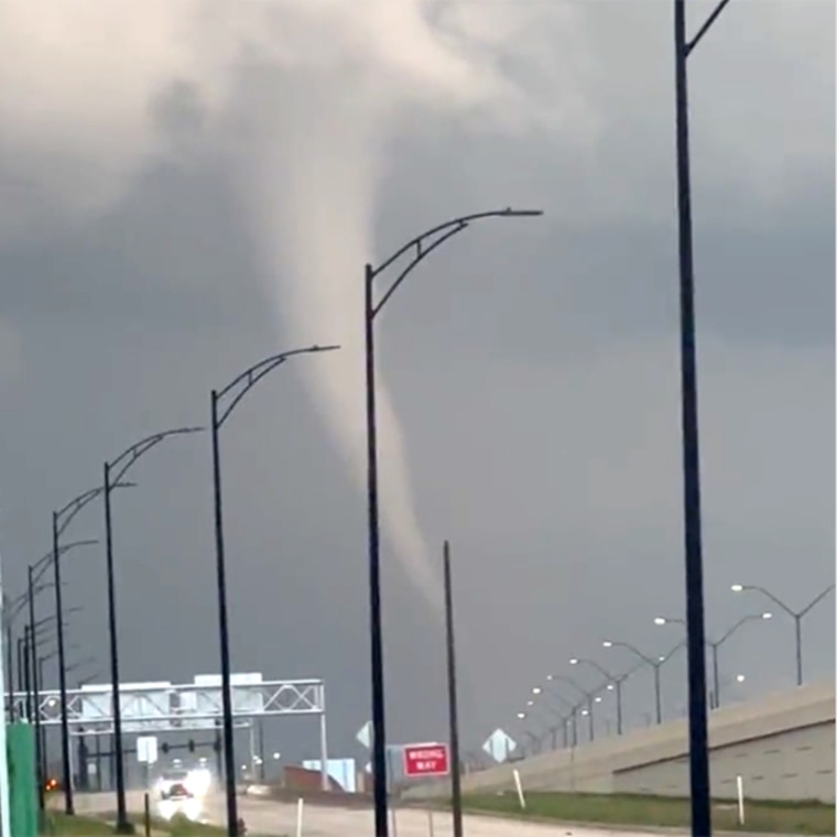 A tornado appears to form near Wichita, Kansas on Friday.