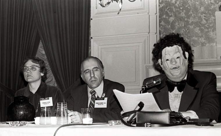 Barbara Gittings, Frank Kameny, and Dr. John Fryer (Dr. H. Anonymous) at the American Psychiatric Association’s 1972 national convention in Dallas.