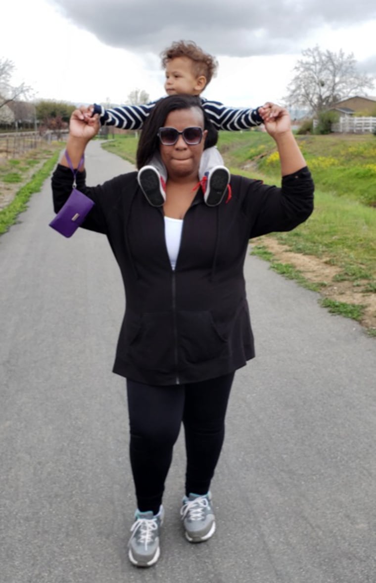 Jessica Zuniga-Thompson continues to walk more while hiking with her family using a bike machine under her desk. 