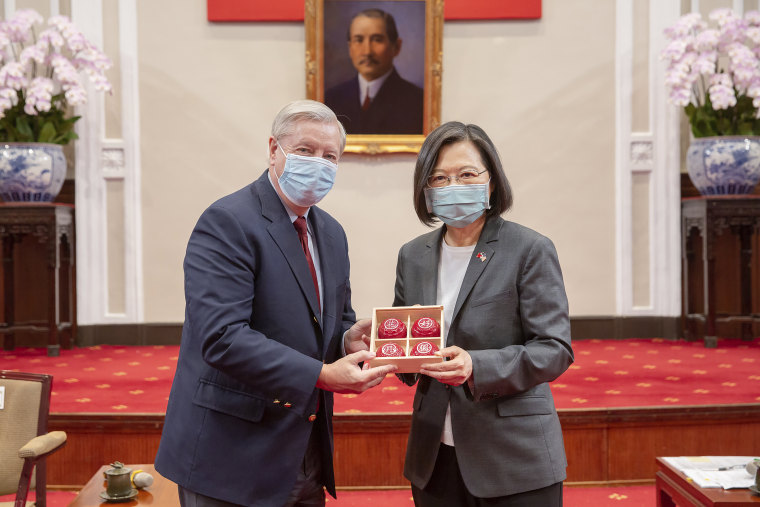 At a meeting in Taipei, Taiwan, on Friday, Republican U.S. Sen. Lindsey Graham told President Tsai Ing-wen the war in Ukraine and provocative behavior by China had united U.S. opinion like never before.