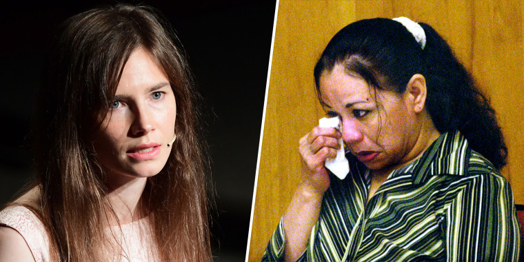 Amanda Knox, left, is taking to Twitter to defend Melissa Lucio, a Texas mother who is scheduled to be executed on April 27, 2022 for the 2007 death of her 2-year-old daughter, Mariah.