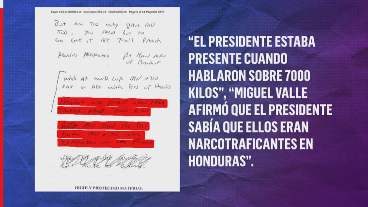 Notas manuscritas del exagente de la DEA Steve Balog que sirvieron como parte de la investigación a Tony Hernández, hermano del expresidente de Honduras.