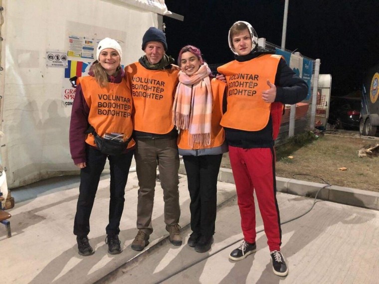 Dr. Jon Geller, second from left, feels inspired by all the volunteers from around the world coming together to help during the crisis in Ukraine.