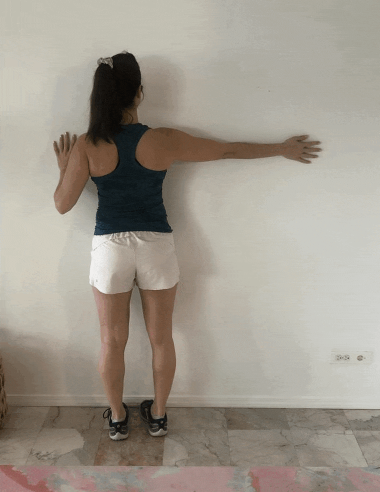 Wall chest stretch