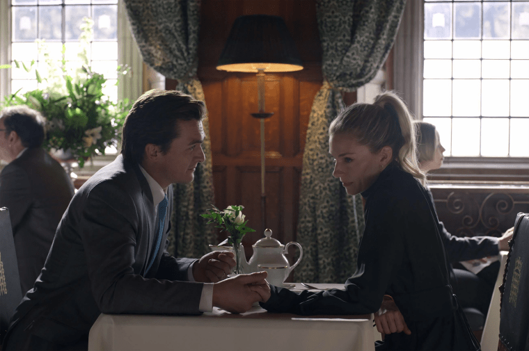 Rupert Friend and Sienna Miller in "Anatomy of a Scandal."