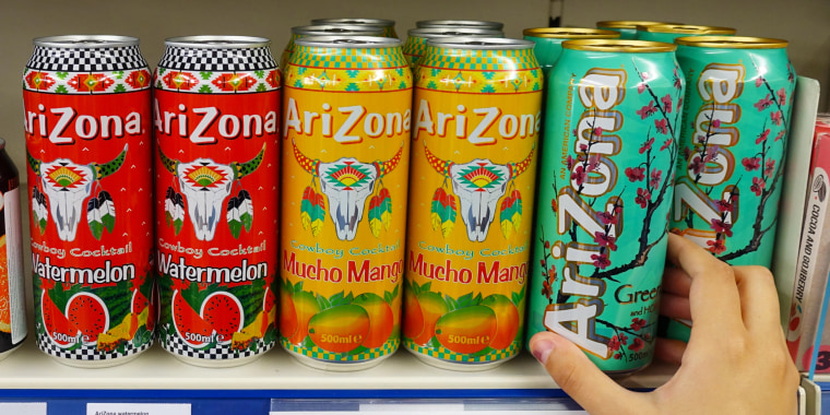 23-ounce Arizona brand iced teas in a grocery store selling for — you guessed it — 99 cents.