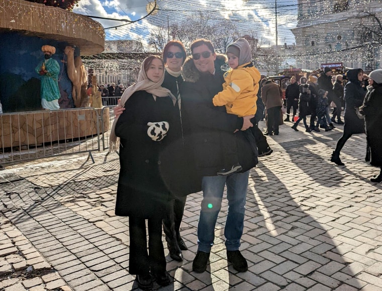 Igor Novikov, pictured with his family in Ukraine.