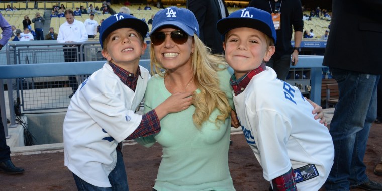 Britney Spears And Sons Visit Dodgers Stadium - April 17, 2013