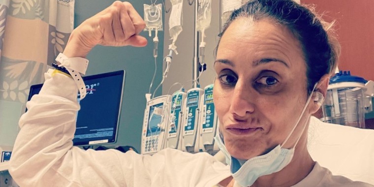 Christine Bronstein undergoes chemotherapy for colorectal cancer. Doctors hope the treatment will shrink her tumor so that it can be removed with surgery this summer. 
