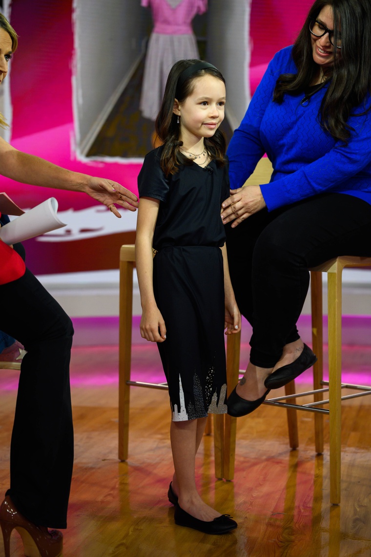 9-year-old fashion designer Kaia Aragon sports a New York dress she made in honor of her TODAY appearance.