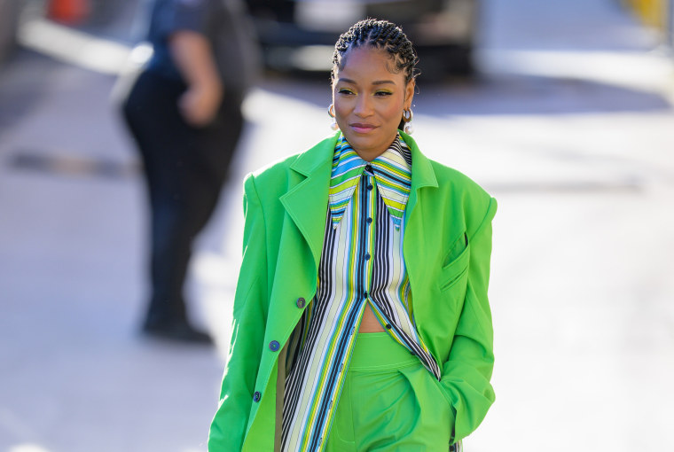 Keke Palmer is seen at "Jimmy Kimmel Live" on March 16, 2022 in Los Angeles, California.