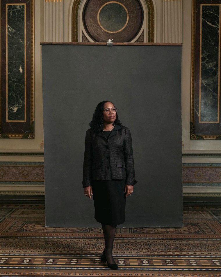 Lelani Foster's portrait of Judge Ketanji Brown Jackson after she was confirmed to serve as a member of the U.S. Supreme Court.
