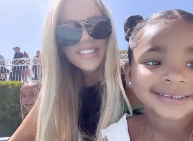 In videos she posted to Instagram, Kardashian gushed that it was True's "first time" visiting Disneyland.