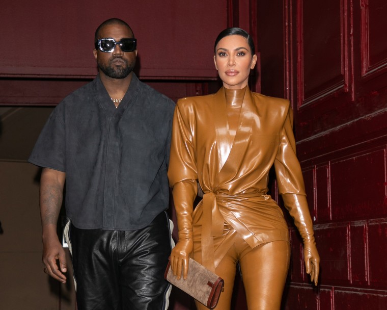 Kim Kardashian and Ye in Paris on March 1, 2020 in Paris.
